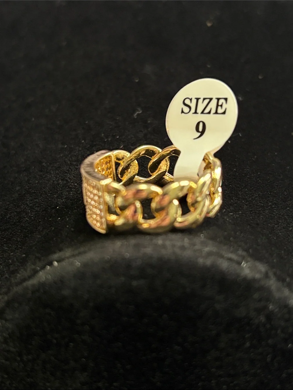 Monaco Gold filled Pave Chain-Link Ring, size 9